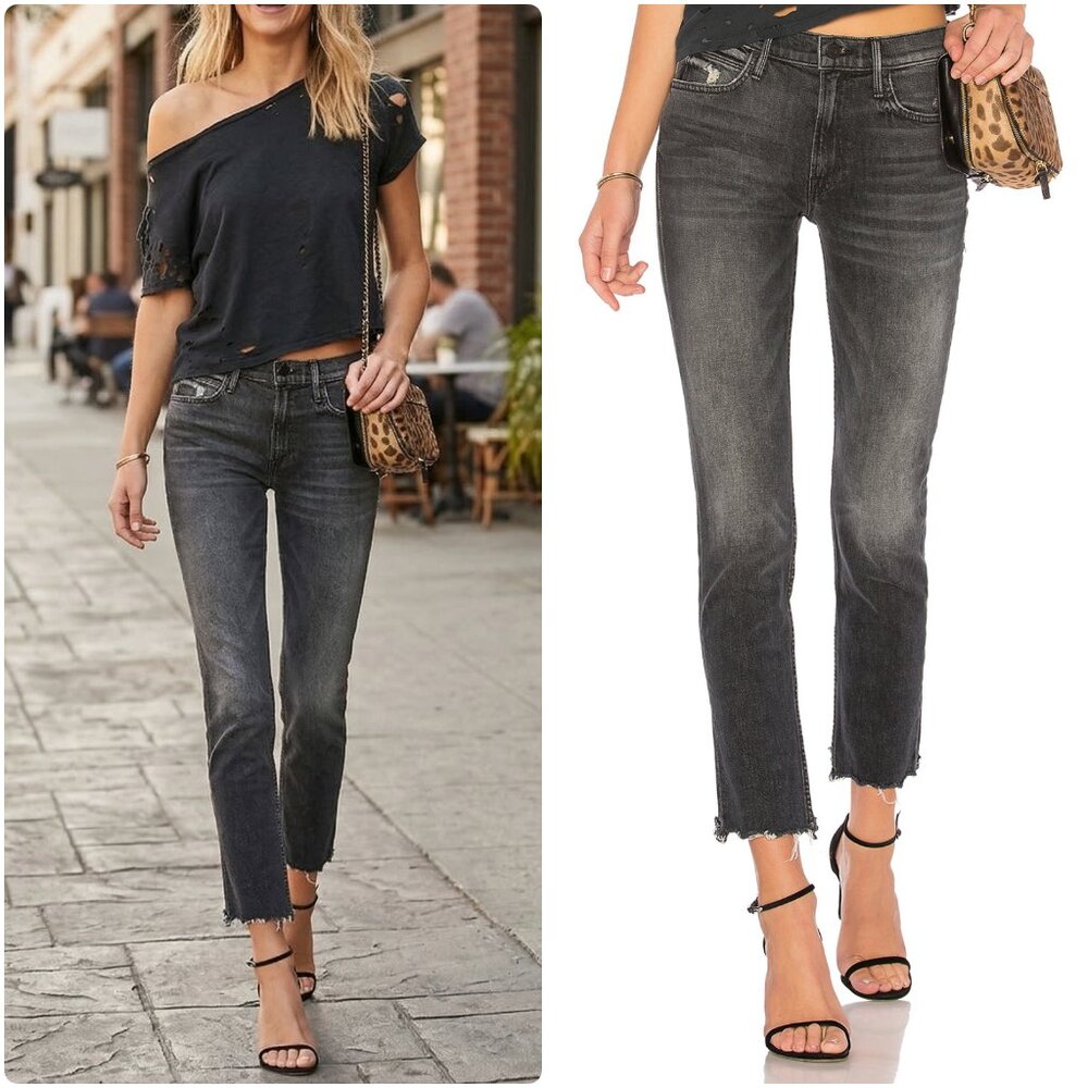NWT Mother Denim The Flirt Chew Straight Of‎ Cats & Kings Dark Gray Size 25 $238